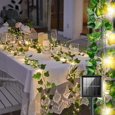 Solarne pravljične luči z umetnimi listi bršljana (5 m) | LEAFGLO